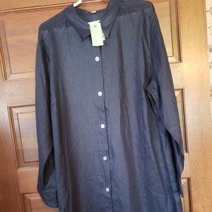 Navy Blue Silk long sleeved jacket / Dress and matching sleeveless top